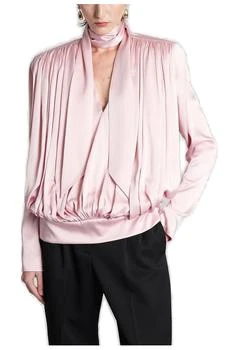 Stella McCartney | Stella McCartney Scarf Detail Gathered Satin Blouse