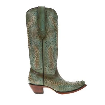 Corral Boots Studded Embroidered Snip Toe Pull On Cowboy Boots