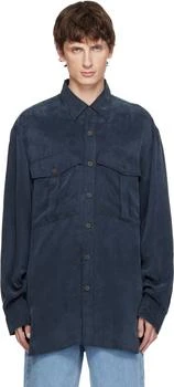 Dries Van Noten | Navy Oversized Cupro Shirt