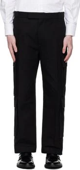 Thom Browne | Black Washed Cotton Utility Chino Cargo Pants