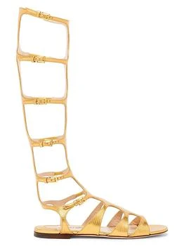 Tom Ford | Laminated Printed Lizard Leather Knee-High Sandals