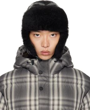 Burberry | Black & Off-White Check Wool Trapper Hat