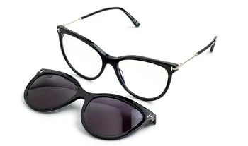 Tom Ford Tom Ford Blue Light Block with Smoke Clip On Cat Eye Ladies Eyeglasses FT5994-B 001 56