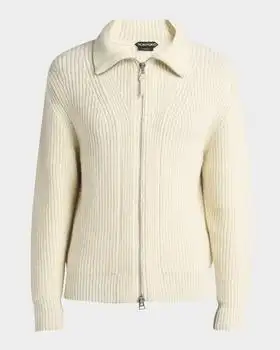 Tom Ford | Men's Wool and Mohair Blend Full Zip Sweater