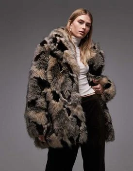 
Other Stories faux fur coat in  brown and grey tone
