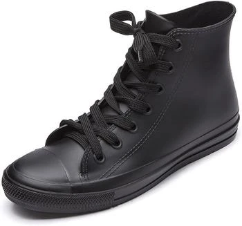 DKSUKO DKSUKO Women's Rain Boots Waterproof High Top Rain Shoes with Lace Up Anti-Slip Garden Shoes