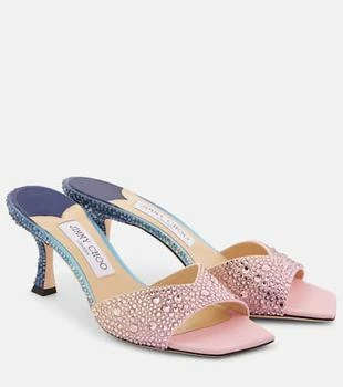 Jimmy Choo | Skye 70 embellished satin mules