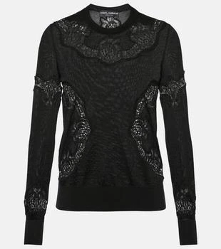 Dolce 
Gabbana | Lace-trimmed cashmere-blend sweater