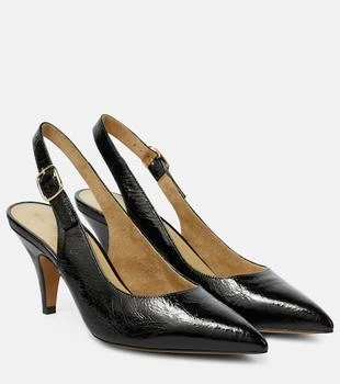 Khaite | River crinkled leather slingback pumps