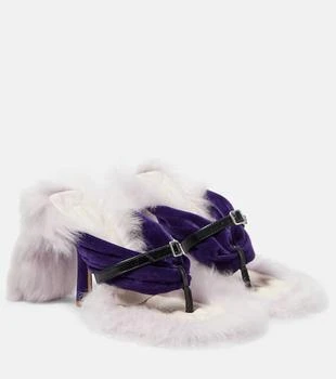 Burberry | Step Post Shearling-trimmed sandals