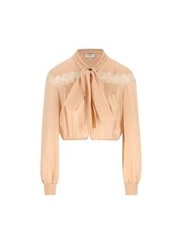 Yves Saint Laurent | Saint Laurent Lavallière Lace Detailed Blouse