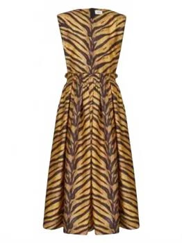Salvatore Ferragamo | Women
s Sleeveless Animal Print Dress In Beige/khaki