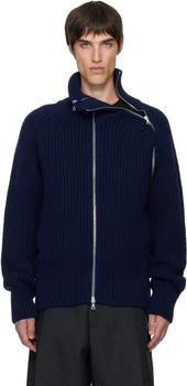 Dries Van Noten | Navy Zipped Wool Jacket