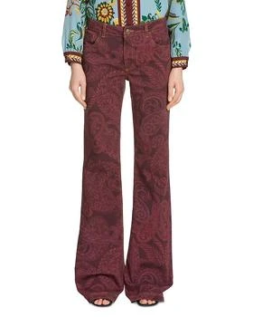 ETRO | Flared Leg Jeans in Burgundy Print