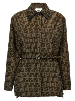 Fendi | Fendi FF Jacquard Belted Waist Jacket
