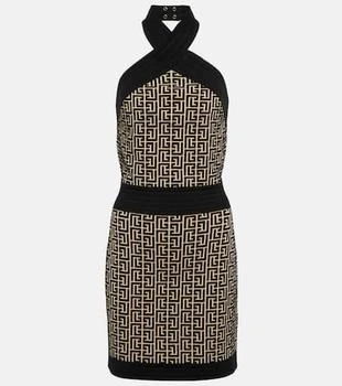 Balmain | Monogram halter-neck minidress