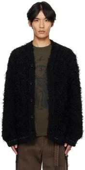 Sacai | Black Furry Knit Cardigan