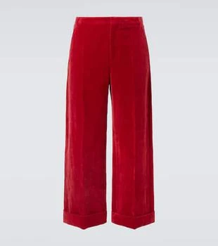 Valentino | Cotton and linen velvet wide-leg pants