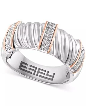 Effy | EFFY® Diamond Contrasting Vertical Bar Ring (1/6 ct. t.w.) in Sterling Silver & 14k Rose Gold-Plate