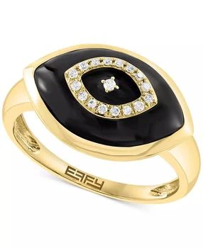 Effy | EFFY® Onyx & Diamond (1/20 ct. t.w.) Evil Eye Statement Ring in 14k Gold