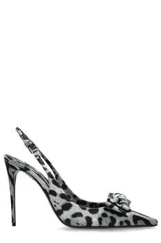 Dolce & Gabbana | Dolce & Gabbana Leopard Printed Satin Slingback Pumps