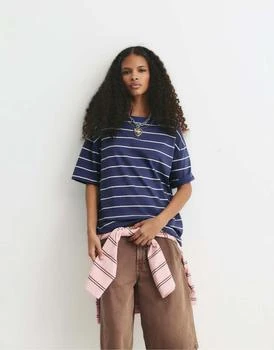Pull&Bear Blue striped t-shirt in navy