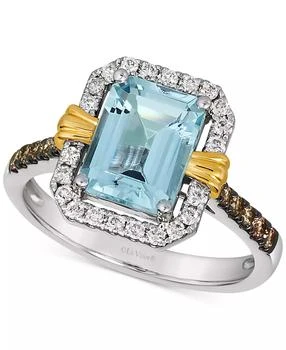 Le Vian | Sea Blue Aquamarine (2 ct. t.w.) 
Diamond (3/8 ct. t.w.) Ring in 14k Two-Tone Gold