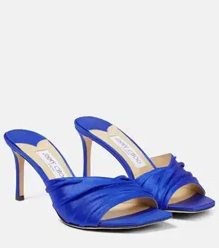 Jimmy Choo | Basil 75 jersey and leather mules