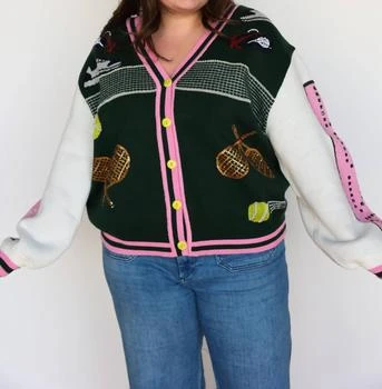 Queen Of Sparkles - Colorblock Vintage Tennis Cardigan