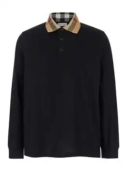 Burberry | Burberry Check Detailed Long Sleeved Polo Shirt