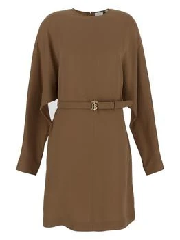 Burberry | Burberry Belted-Waist Long-Sleeved Mini Dress