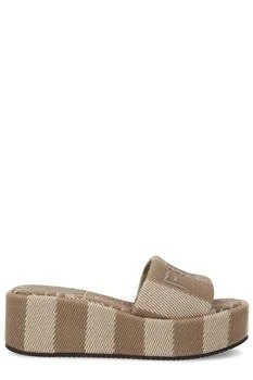 Fendi Sunshine Denim-Effect Jacquard Platform Slides
