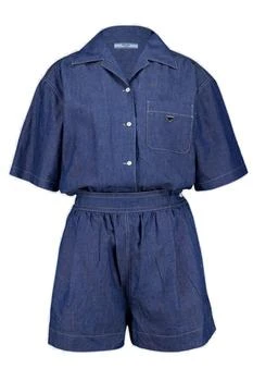 Prada | Prada Short-Sleeved Denim Jumpsuit