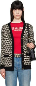 Valentino | Beige 
Black 
Toute La V
 Cardigan