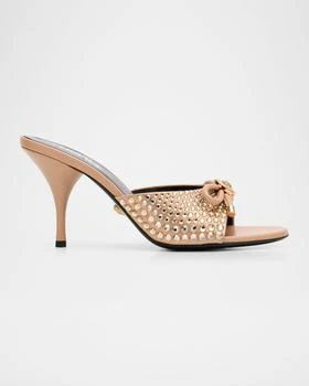 Versace | 85mm Opera Bow Embellished Leather Mule Pumps