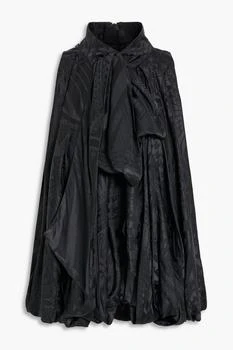 Balmain | Bow-embellished pleated silk-blend satin-jacquard top