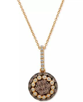 Le Vian | Chocolate Diamond (3/4 ct. t.w.) 
Vanilla Diamond (1/10 ct. t.w.) Oval Halo 18" Pendant Necklace in 14k Rose Gold