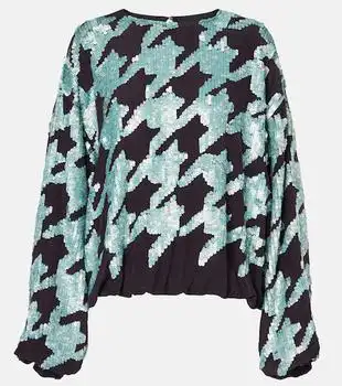 Dries Van Noten | Sequined houndstooth silk sweatshirt