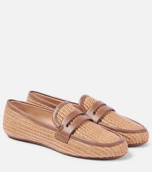 Gianvito Rossi | Leather-trimmed raffia loafers