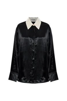 Jil Sander Contrast Collar Long-sleeved Satin Shirt