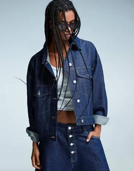 Bershka Oversize denim jacket in blue