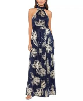 Women
s Metallic-Print Halter Gown