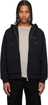Givenchy | Black Zipped 'GIVENCHY' Stamp Print Hoodie