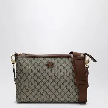 Gucci | Small shoulder bag in beige and ebony GG fabric