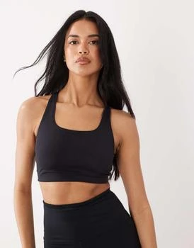 GINA TRICOT Gina Tricot mix and match cross over back soft yoga sports bra top in black