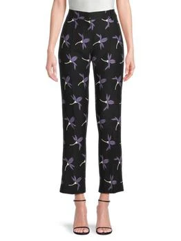 Valentino | Flat-Front Wool-Blend Floral Pants