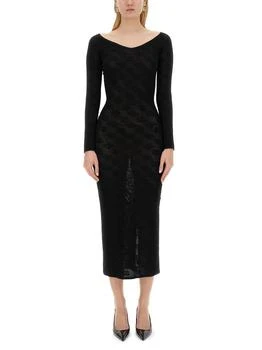 Dolce & Gabbana | Dolce & Gabbana DG Logo Jacquard Mesh-Stitch Sheath Dress