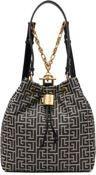 Balmain | Black & Gray Pulse Monogram Jacquard Backpack