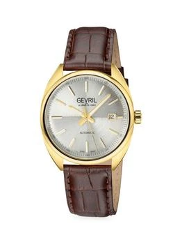 Gevril | Five Points 40MM Goldtone Stainless Steel & Italian Leather Watch