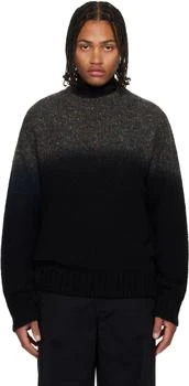Sacai | Black & Gray Garment Dye Wool Knit Sweater